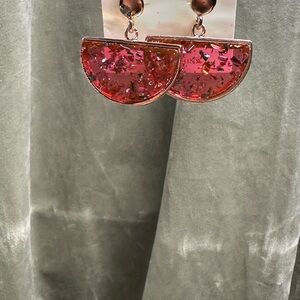 Resin Mosaic Half Moon Drop Link Earring